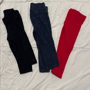 Stylish Black, Blue, and Red Pants Trio